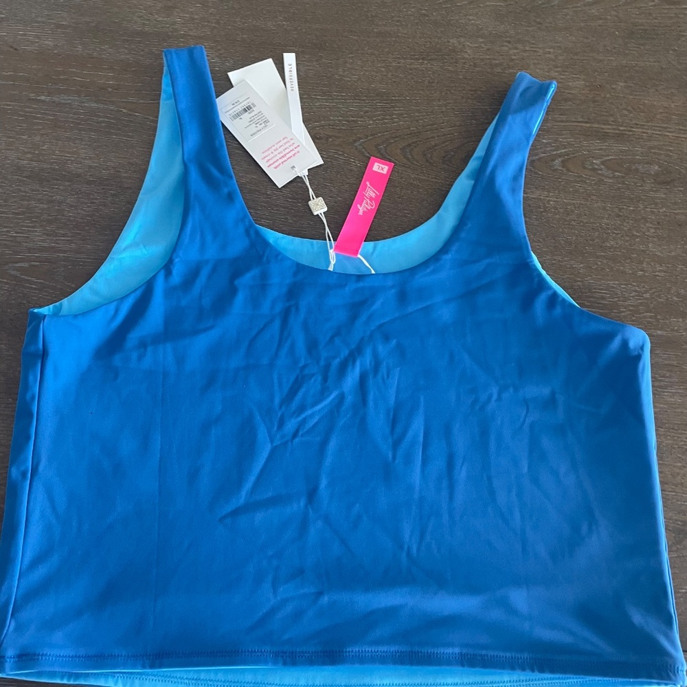 NEW Lilly Pulitzer Barton Blue Reversible Active Tank UPF 50+, Women’s Size XL - Picture 4 of 10